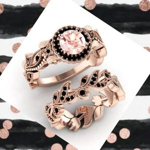 NEW/ Rose Gold And Black Double Women's Ring